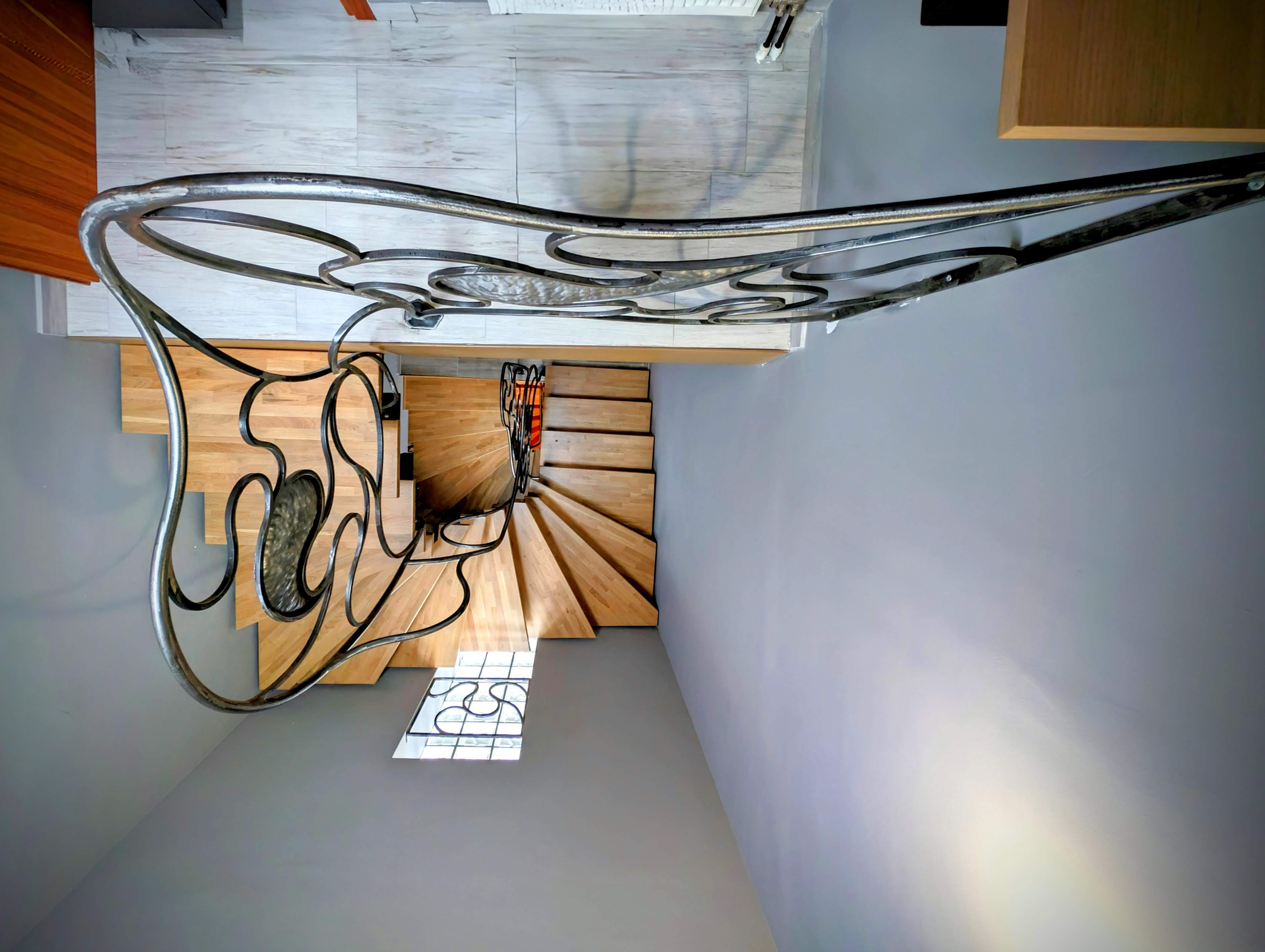 Top-down spiral staircase perspective
