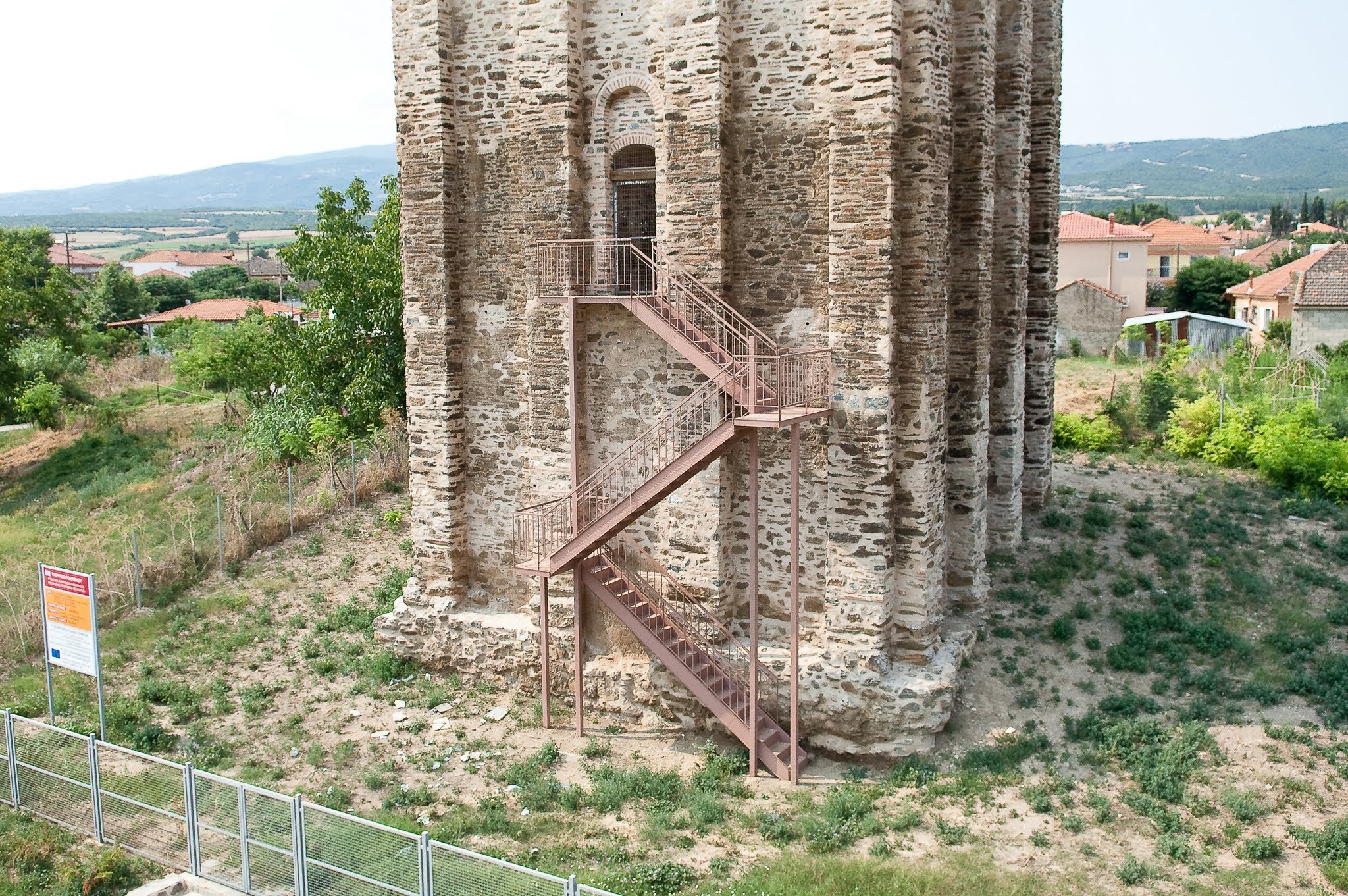 Oblique view of the tower standing in the landscape