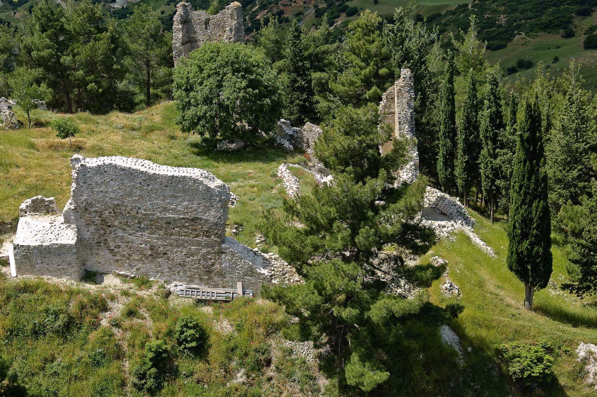 Byzantine basilica church ruins within the castle