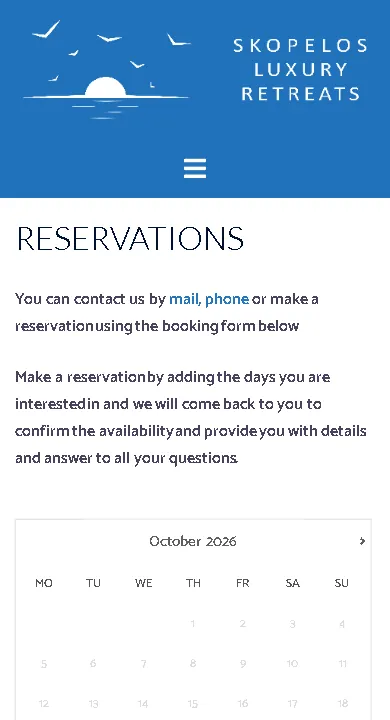 Booking page on a phone