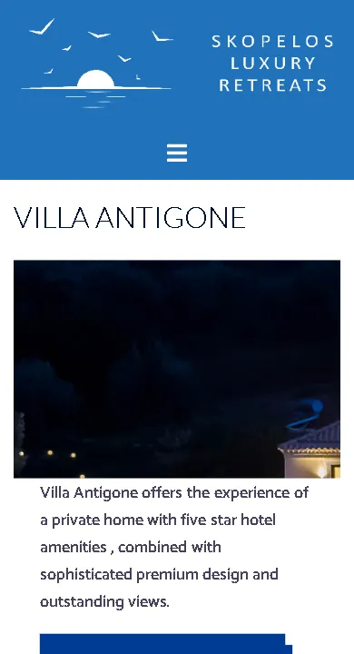 Villa Antigone page on a phone